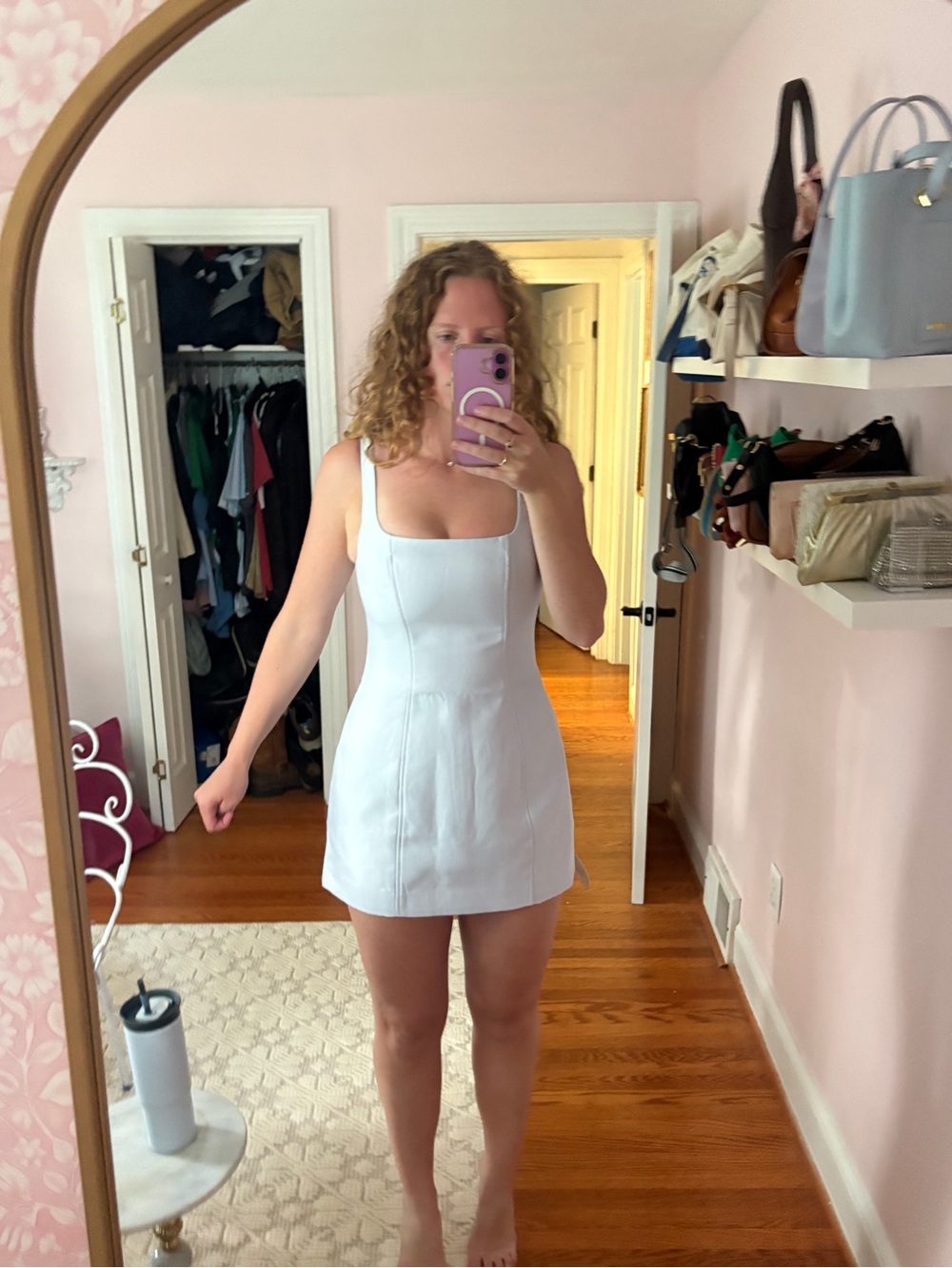 French Connection light blue Square-Neck Mini Dress